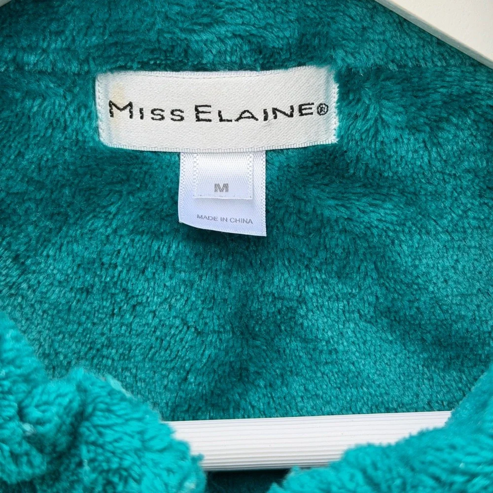MISS ELAINE Teal Full-Length Fleece Robe - Picture 5 of 5